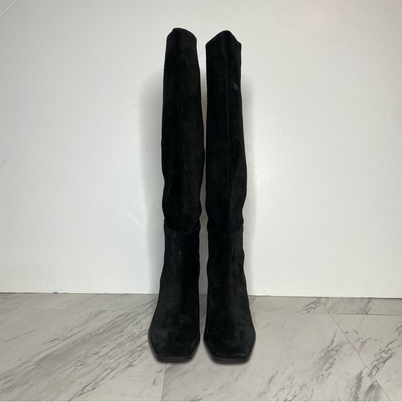 Sam Edelman Olly Black Suede Square Toe Tall Boot 8 1/2 - Picture 2 of 15